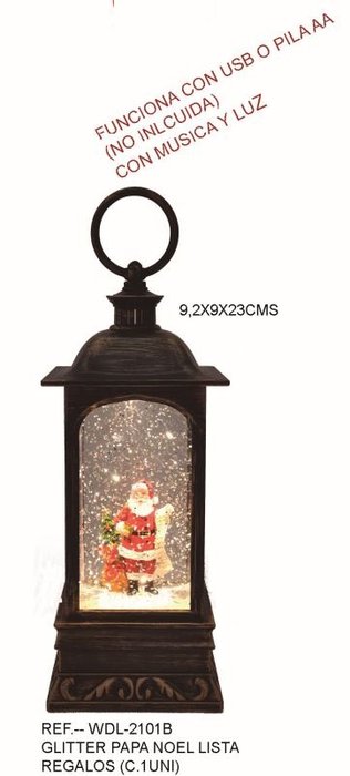 Decoracion Navidena Glitter Papa Noel Regalos Luz y Sonido BELENES PUIG S.L. Imagen principal del producto