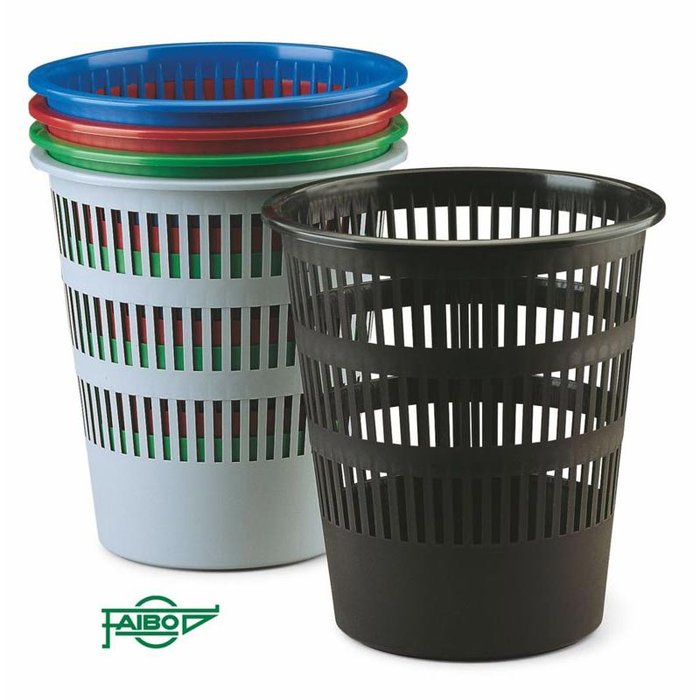 PAPELERA PLASTICO REJILLA COLORES SURTIDOS 12 LITROS | 9 UNIDADES | (FAIBO) Imagen principal del producto