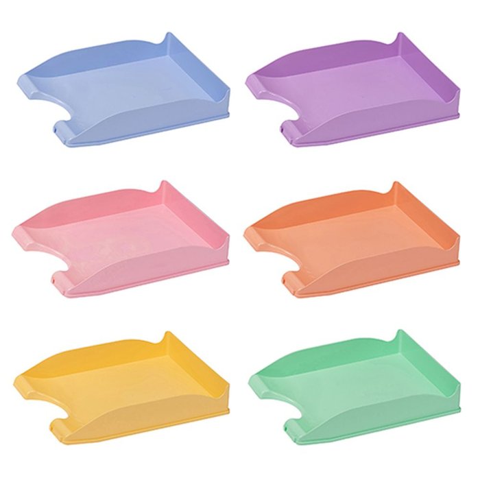 CAJA 10 BANDEJAS DE PLASTICO EN COLORES PASTELES SURTIDO | 25 UNIDADES | (FAIBO) Imagen principal del producto