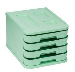 ORGANIZADOR 4 CAJONES DE 5CM CON PORTAETIQUETAS VERDE PASTE | 1 UNIDADES | (FAIBO) Imagen principal del producto