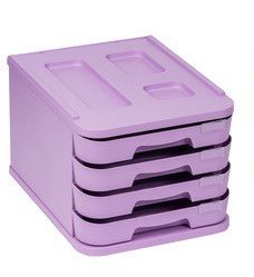 ORGANIZADOR 4 CAJONES DE 5CM CON PORTAETIQUETAS VIOLETA PAS | 1 UNIDADES | (FAIBO) Imagen principal del producto