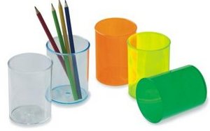 Cubilete de Plastico Transparente Azul Fluor Faibo
