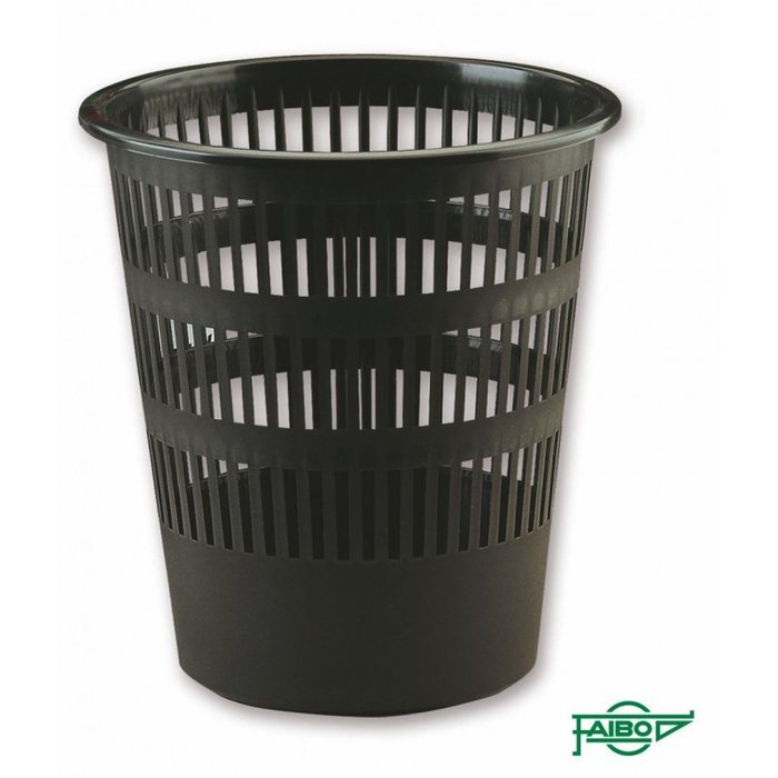 PAPELERA DE REJILLA PLÁSTICO NEGRA 12L