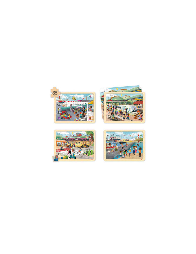 Set 4 Puzzles Medios de Transporte y Comunicación AKROS
