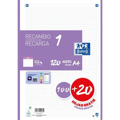 RECAMBIO A4 100+20 HOJAS 5X5 CUADRO SURTIDOS | 1 UNIDADES | (OXFORD)