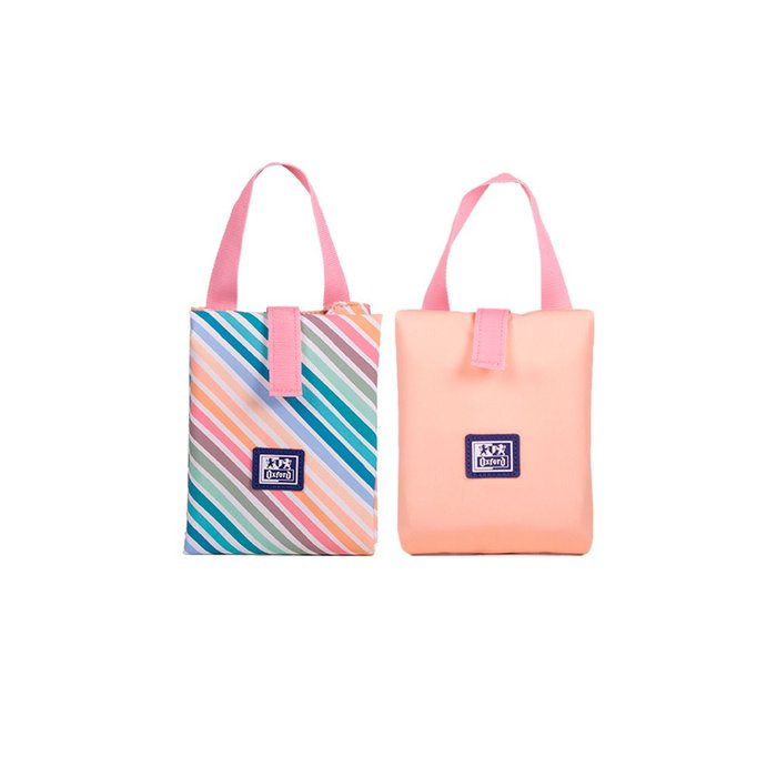 Porta bocadillos colorblock 12x16cm con asa para transporte Imagen principal del producto