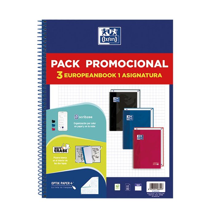 Bloc Espiral Estándar Liso 80H 90g | Oxford | Cartón | Formato Estándar | Pack 1 Unidades