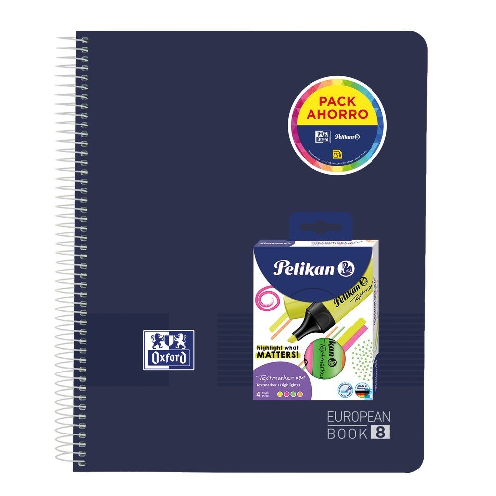 Bloc A4 Europeanbook8 Cuadro 5x5 y Marcadores Fluor 4U Oxford