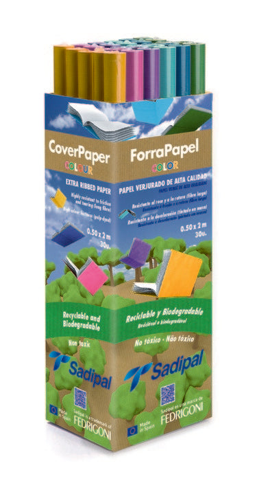 EXPOSITOR 30 ROLLOS PAPEL KRAFT 2M VERJURADO COLORES SURTID | 1 UNIDADES | (SADIPAL) Imagen principal del producto