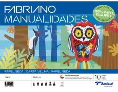 Bloc manualidades 10 hojas papel seda 32x24cm colores surtidos Imagen principal del producto