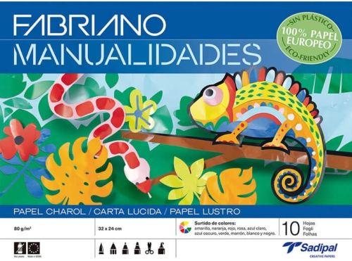 Bloc manualidades 10 hojas papel charol 80 g. 32x24cm colores surtidos Imagen principal del producto