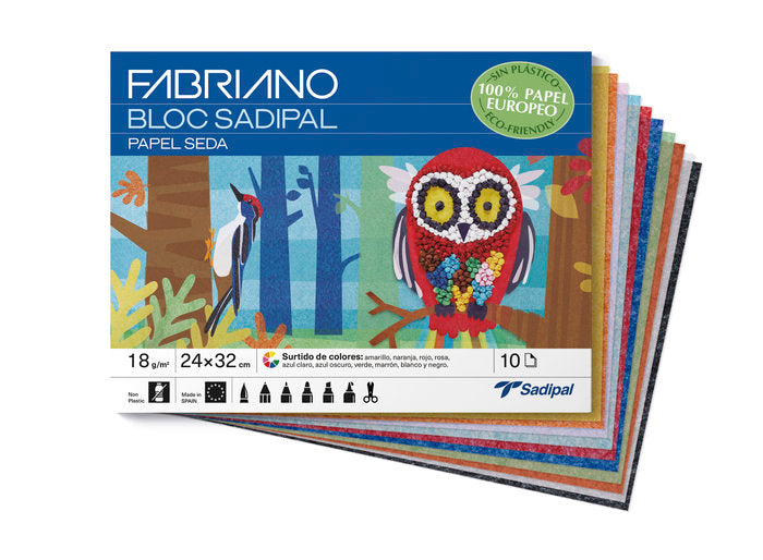 BLOC MANUALIDADES PAPEL SEDA 10H COLORES SURTIDOS | 10 UNIDADES | (SADIPAL) Imagen principal del producto