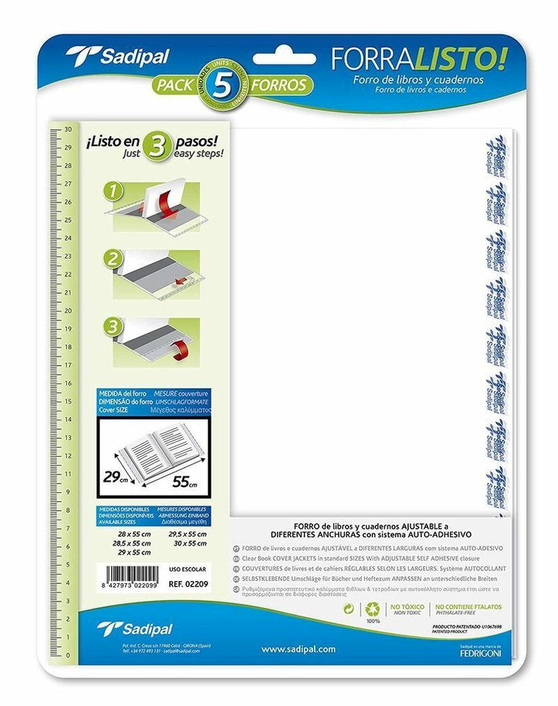 Forralisto Forro Ajustable PP 80 Micras 30x52cm 5H SADIPAL