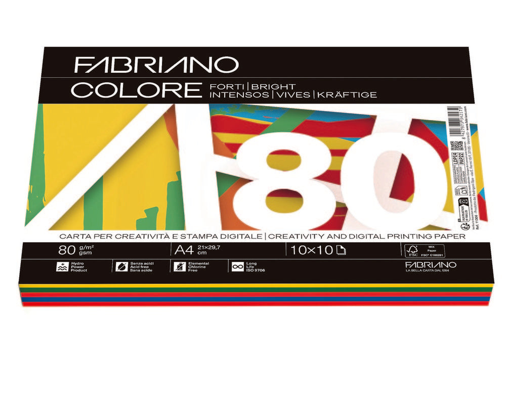 Papel A4 Copy Tinta 80 g 100H Colores Intensos Surtidos Fabriano Imagen principal del producto