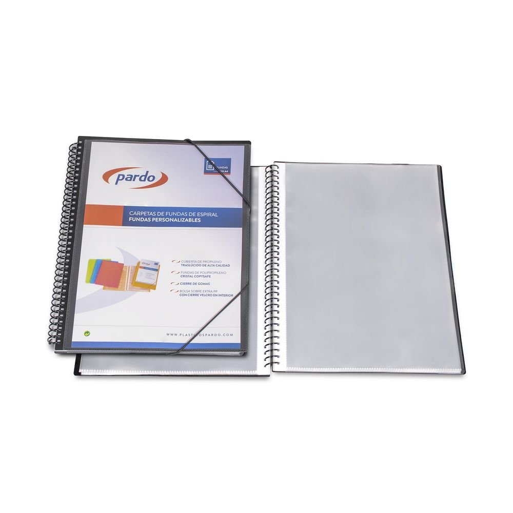 Carpeta A4 espiral 50 fundas personalizable Pardo negra