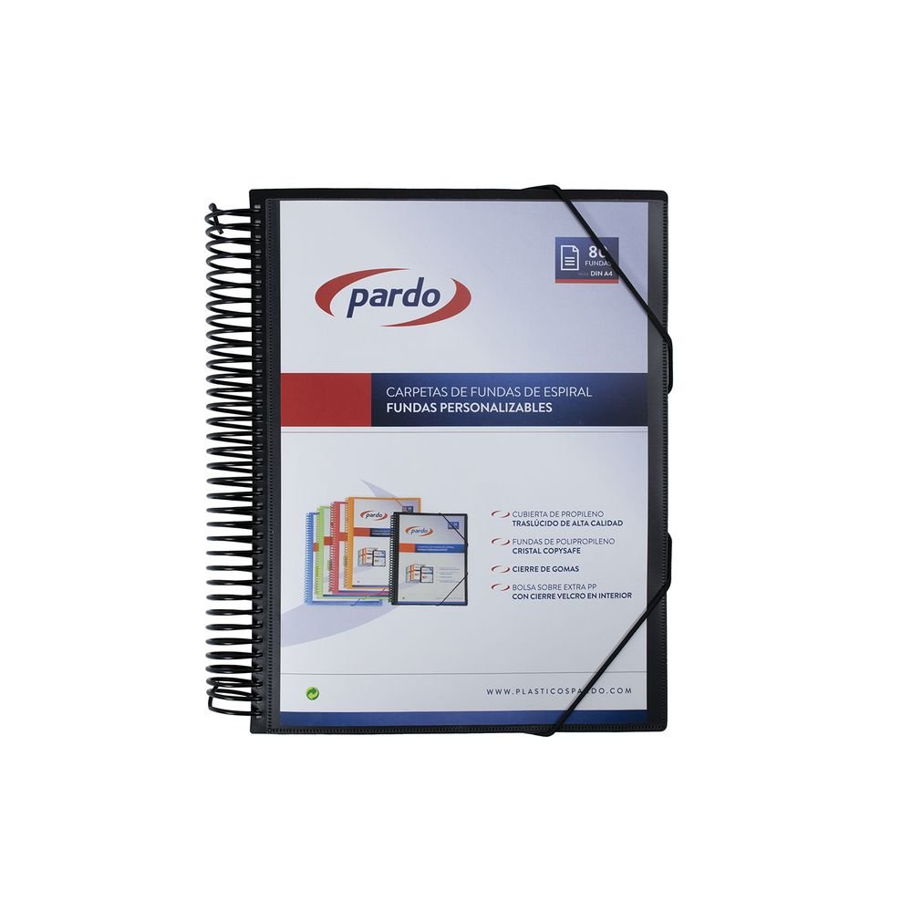 CARPETA A4 ESPIRAL 80 FUNDAS PERSONALIZABLE NEGRA | 1 UNIDADES | (PARDO)