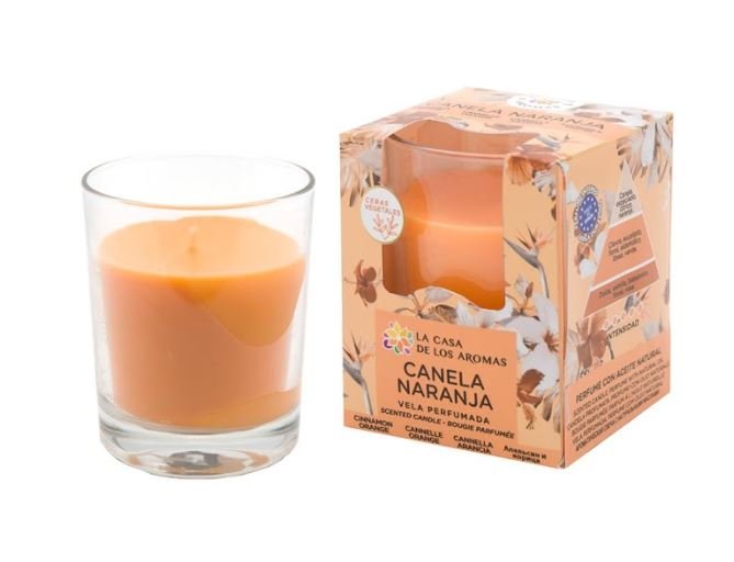 VASO VELA GRANDE 140G CANELA Y NARANJA | CASA AROMAS/FLOR DE MAYO | ENVASE 6 UDS. UNIDAD | 8428390047849 Imagen principal del producto