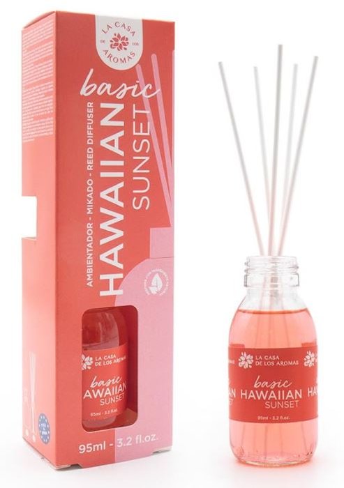 MIKADO BASIC HAWAIIAN SUNSET 95ML | CASA AROMAS/FLOR DE MAYO | ENVASE 16 UDS. UNIDAD | 8428390050375 Imagen principal del producto