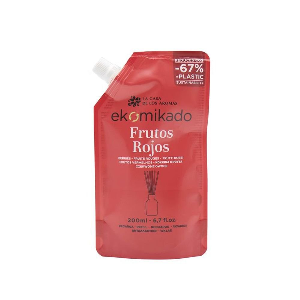 EKOMIKADO FRUTOS ROJOS 200ML RECARGA MIKADO | CASA AROMAS/FLOR DE MAYO | ENVASE 10 UDS. UNIDAD | 8428390063269 Imagen principal del producto