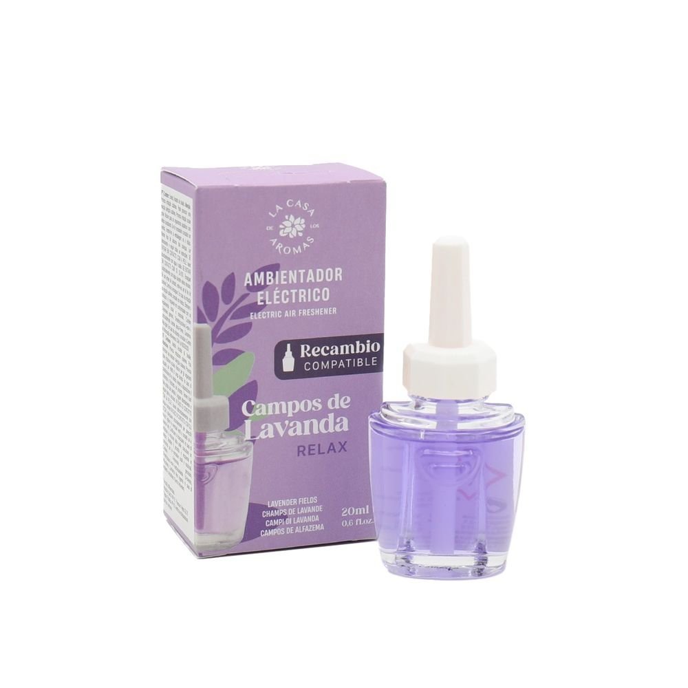RECAMBIO AMBIENTADOR ELECTRICO CAMPOS DE LAVANDA 20ML MIK | CASA AROMAS/FLOR DE MAYO | ENVASE 7 UDS. UNIDAD | 8428390063382 Imagen principal del producto