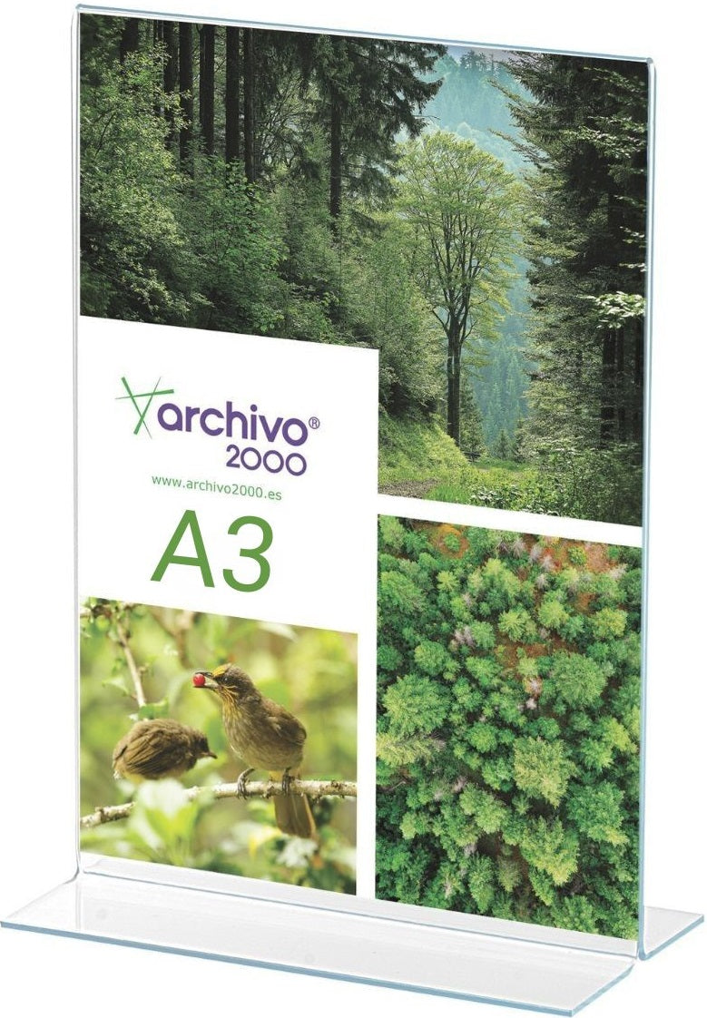 Expositor sobremesa forma de T metácrilato a3 vertical 100x300x430