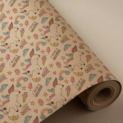PAPEL REGALO BOBINA 31CM 2K KRAFT RECICLADO UNICORNIO DULCE | WONDER WRAPPER | 1 UNIDAD | 8429640000850