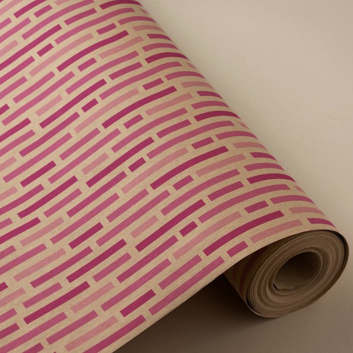 PAPEL REGALO BOBINA 31CM 2K KRAFT RECICLADO LINEAS ROSAS | WONDER WRAPPER | 1 UNIDAD | 8429640000898