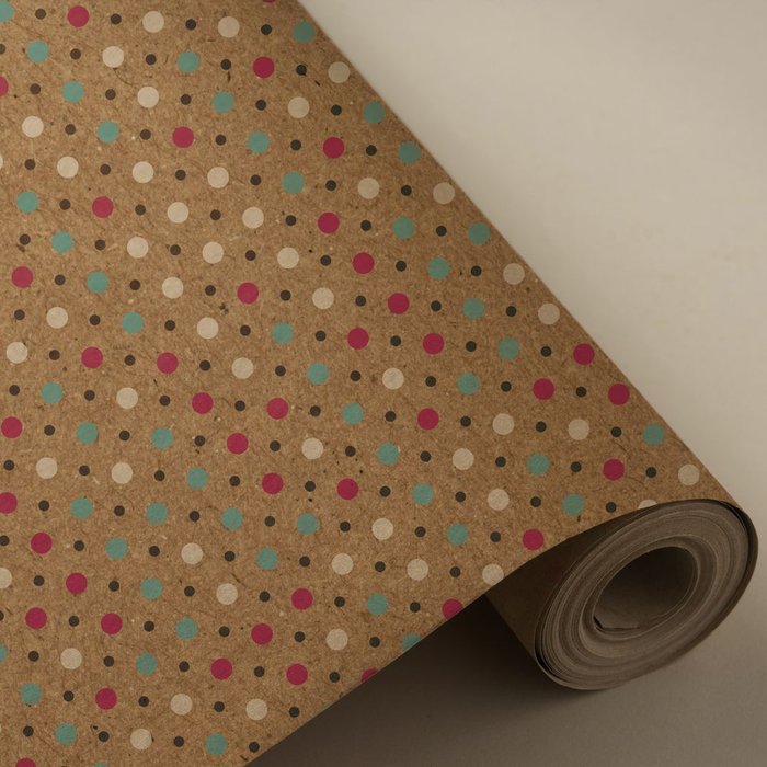 BOBINA REGALO 31CM 2KG 100% KRAFT RECICLADO PUNTITOS COLORE | WONDER WRAPPER | 1 UNIDAD | 8429640002274 Imagen principal del producto