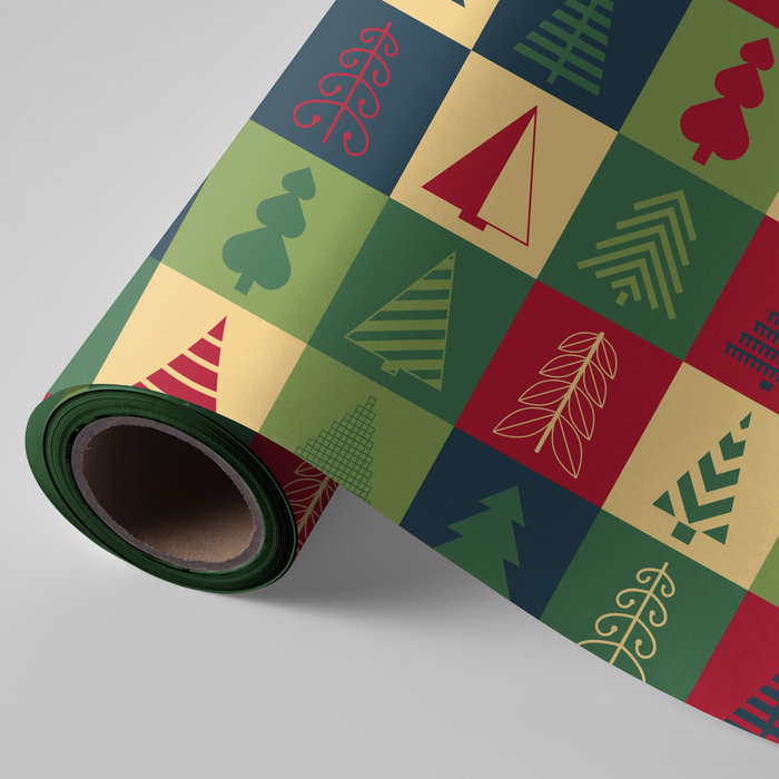 Papel regalo bobina 62 cm 4 kg Navidad árboles Wonder Wrapper