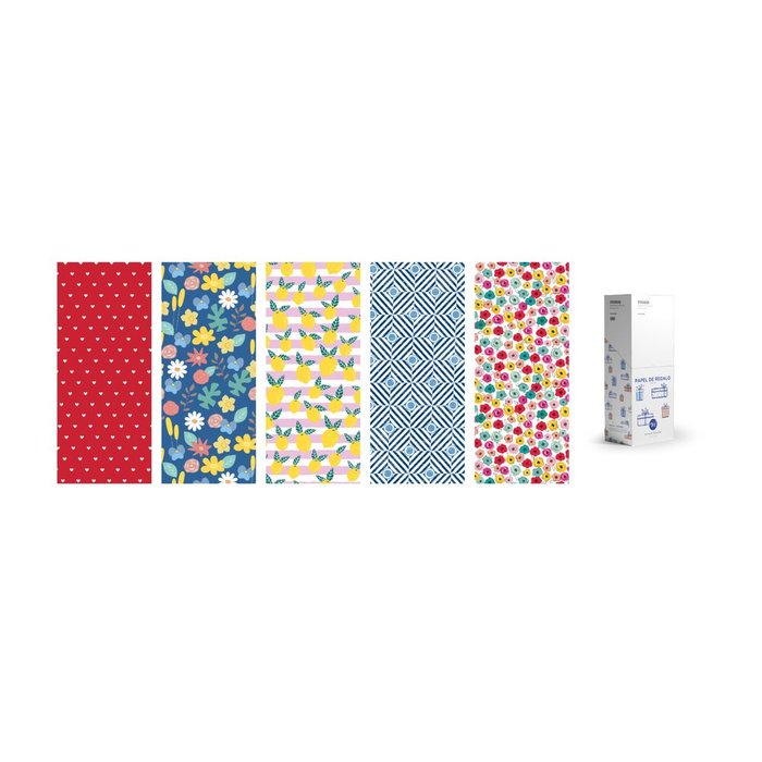EXPOSITOR 50 ROLLO PAPEL REGALO 0,7X2M TODO AÑO | WONDER WRAPPER | ENVASE 50 UDS. UNIDAD | 8429640002618 Imagen principal del producto