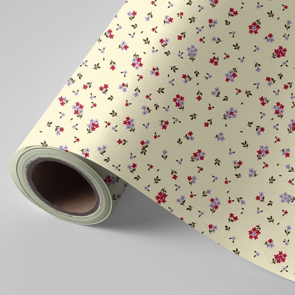 Papel regalo bobina 31 cm florecillas fondo crema Wonder Wrapper
