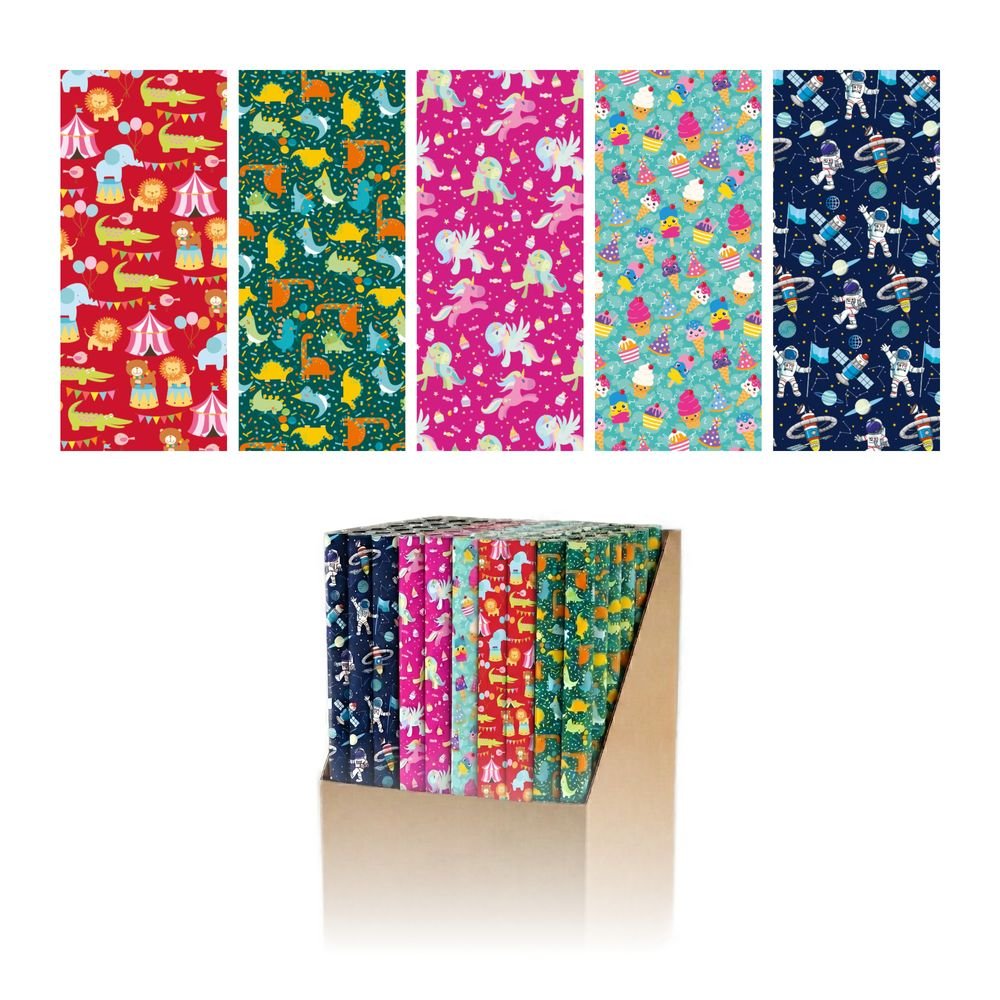 Expositor 50 rollos papel regalo infantil Wonder Wrapper