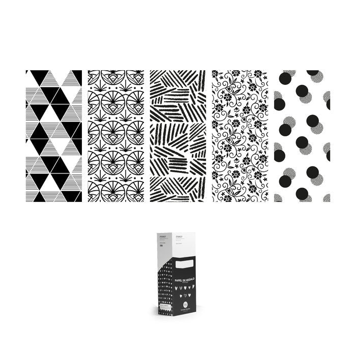 Expositor 50 rollos papel regalo Black & White Wonder Wrapper