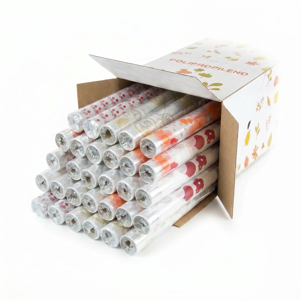 Expositor 72 Rollos Papel Regalo Celofan Decorado Todo Año PRYSE
