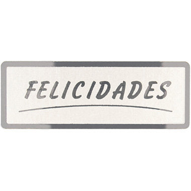 Etiquetas Plata Felicidades Rollo 300U 50x18 WONDER WRAPPER Imagen principal del producto