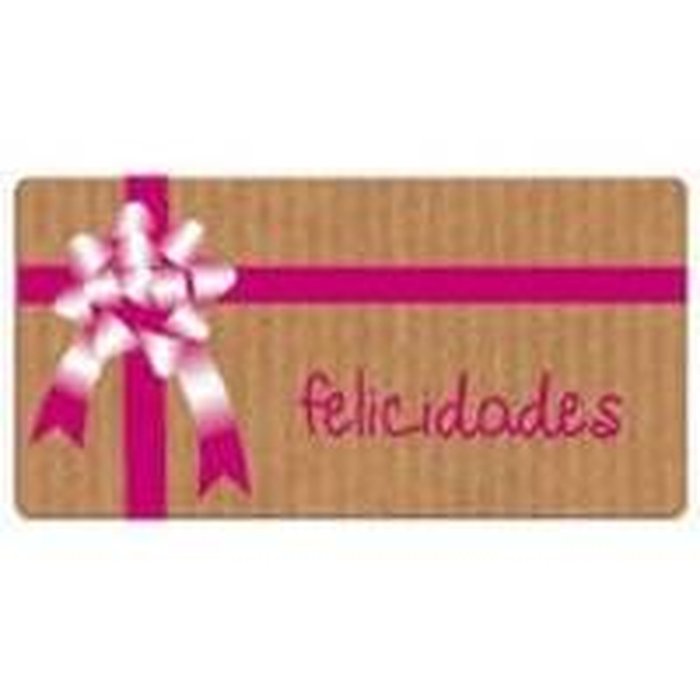 Rollo 300 Etiquetas 59x30 Kraft Felicidades Lazo Wonder Wrapper