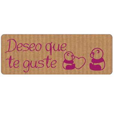 Rollo 300 Etiquetas Kraft Deseo Que Te Guste Panda Wonder Wrapper Imagen principal del producto