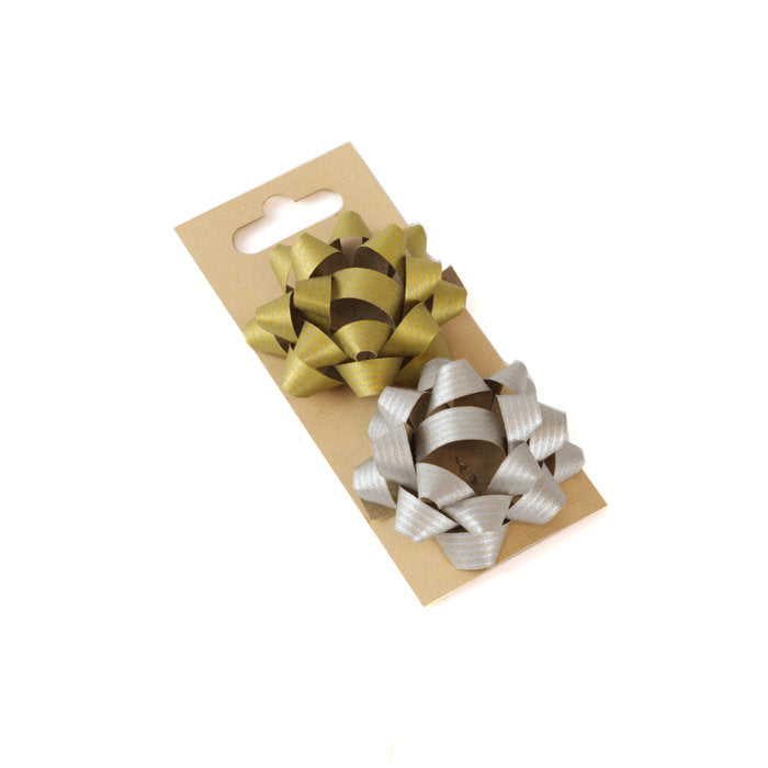SET 2 LAZOS PAPEL KRAFT 100% RECICLADO ORO Y PLATA 6CMS | WONDER WRAPPER | 1 UNIDAD | 8429640330025 Imagen principal del producto