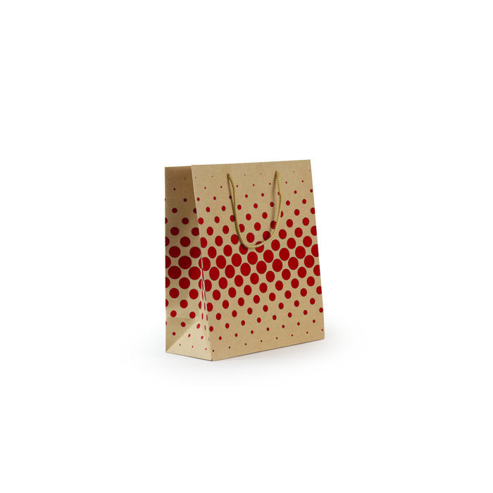 BOLSA PAPEL 180G KRAFT RECICLADO PUNTOS ROJOS 185X140X85MM | WONDER WRAPPER | 1 UNIDAD | 8429640332043