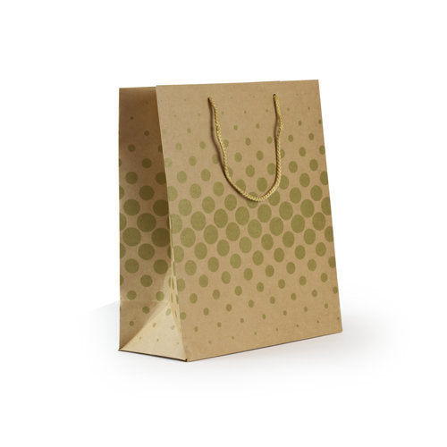 BOLSA PAPEL 180G KRAFT RECICLADO PUNTOS ORO 315X254X127MM | WONDER WRAPPER | 1 UNIDAD | 8429640332128