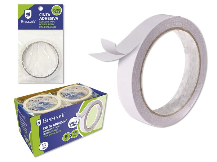 CINTA ADHESIVA INVISIBLE DOBLE CARA 10MX18MM BISMARK | 12 UNIDADES | (POESSA BISMARK BASICO) Imagen principal del producto