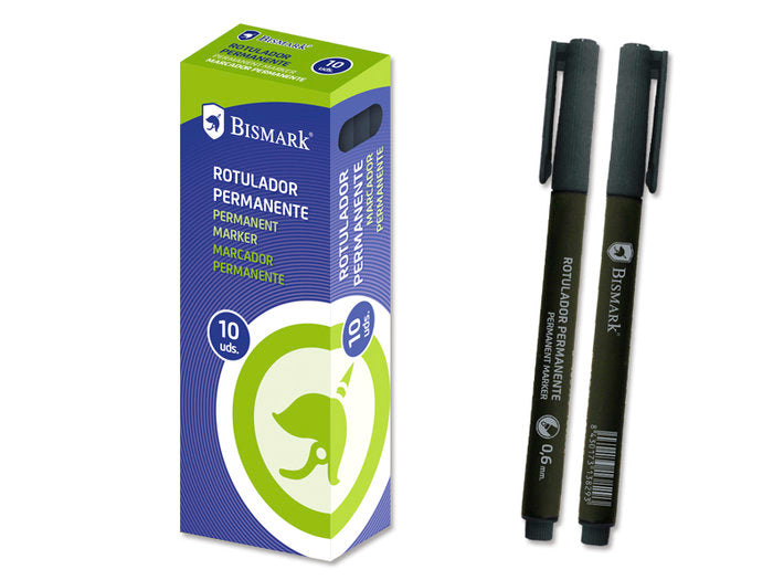 Rotulador Permanente Punta Fina 0,6Mm Negro | Poessa Bismark Basico | Pack 10 Unidades Imagen principal del producto