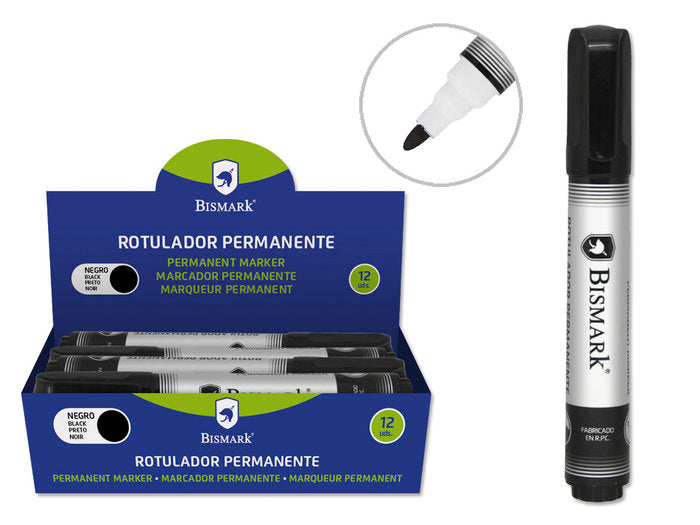 Rotulador Permanente Negro Bismark 1,5Mm | Poessa Bismark Basico | Pack 12 Unidades