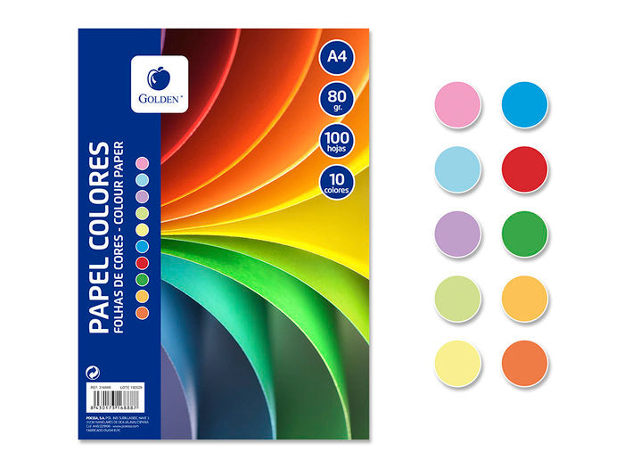 Papel A4 100H 80G Golden Colores Fuertes y Pastel Marca Poessa Imagen principal del producto