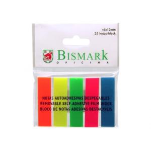BANDERITAS ADHESIVAS BISMARK 5 COLORES NEON 45X12MM | 24 UNIDADES | (POESSA BISMARK BASICO) Imagen principal del producto