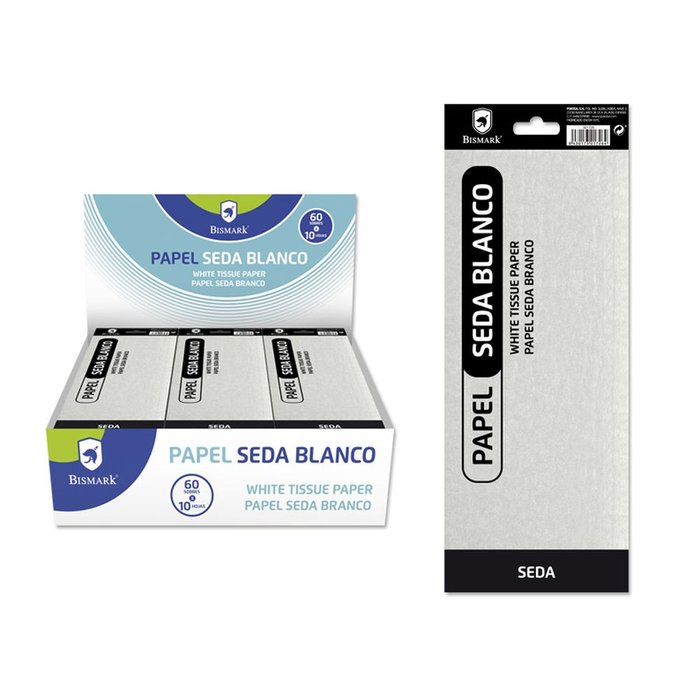 PAPEL SEDA LISO BLANCO BOLSA 10 HOJAS | 30 UNIDADES | (POESSA BISMARK BASICO)