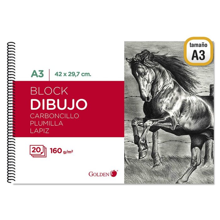 Bloc Dibujo A3 160 g 30 hojas liso Poessa Golden