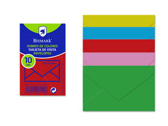 SOBRE BISMARK PAPEL COLORES SURTIDOS 76X120 90GR | 20 UNIDADES | (POESSA BISMARK BASICO)