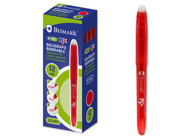 BOLIGRAFO BORRABLE CAPUCHON BISMARK ROJO 0,7MM | 12 UNIDADES | (POESSA BISMARK BASICO) Imagen principal del producto