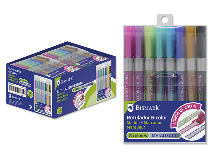 Rotulador Magico Doble Linea Metal Neon Pastel Set 8U | Poessa Bismark Regalo | Pack 1 Unidades Imagen principal del producto